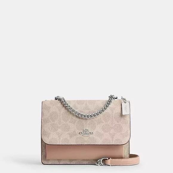 NWT Coach Mini Klare Crossbody Bag Signature Canvas CW206 Silver/Sand/Taupe - Picture 5 of 9
